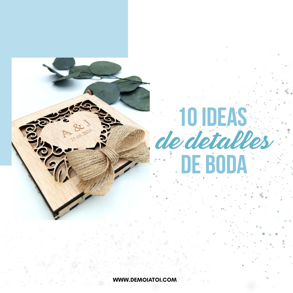 Detalle de boda elegante con grabado personalizado para invitados