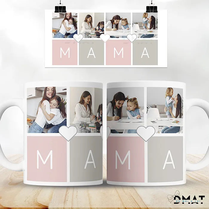 Taza personalizado como regalo para mamá con fotografías - De moi à toi