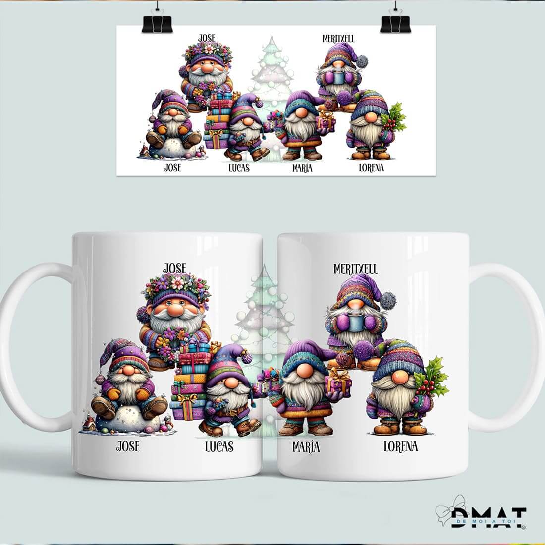 taza personalizada gnomos navideños multicolor – regalo en grupo – De moi à toi