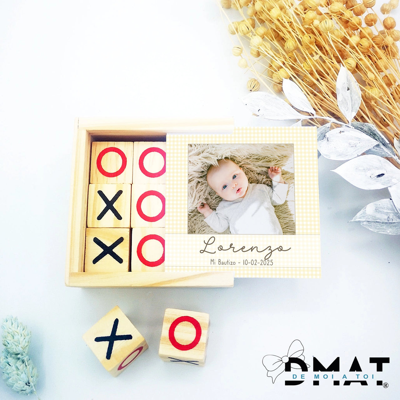 Recuerdo de bautizo con fotografía