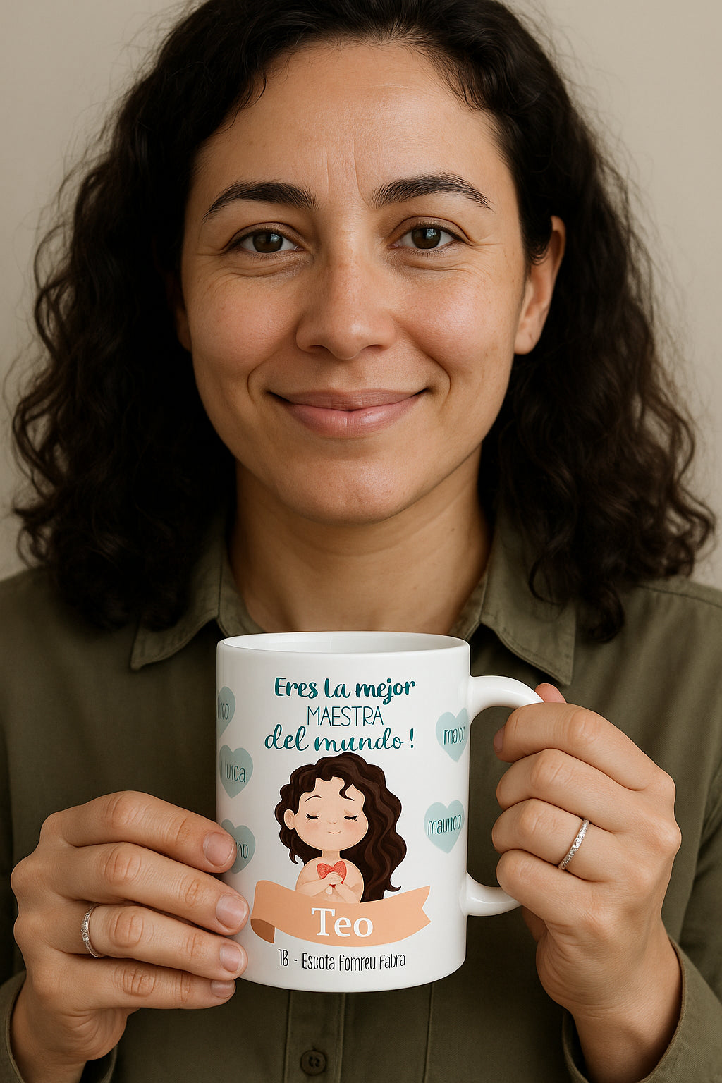 Diseño de taza personalizada para maestra con color de pelo a elegir