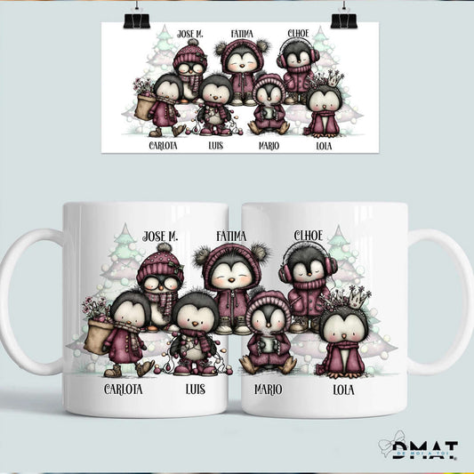 taza personalizada pingüinos navideños – regalo en grupo – De moi à toi