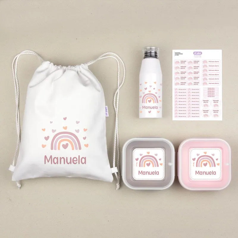 Set de regalo de material escolar personalizado con nombre para guardería.