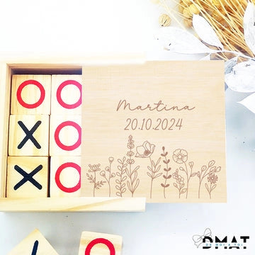 3 en raya de madera personalizado como detalle de invitados - De moi a toi