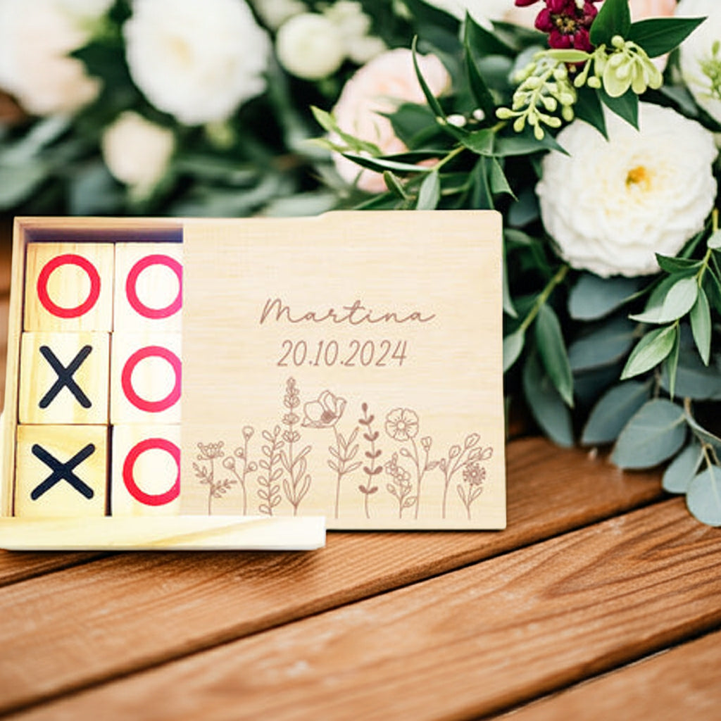 Juego de madera grabado a láser para invitados