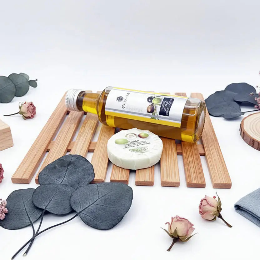 Aceite de oliva España y jabón natural como detalle de invitados personalizados en vivo