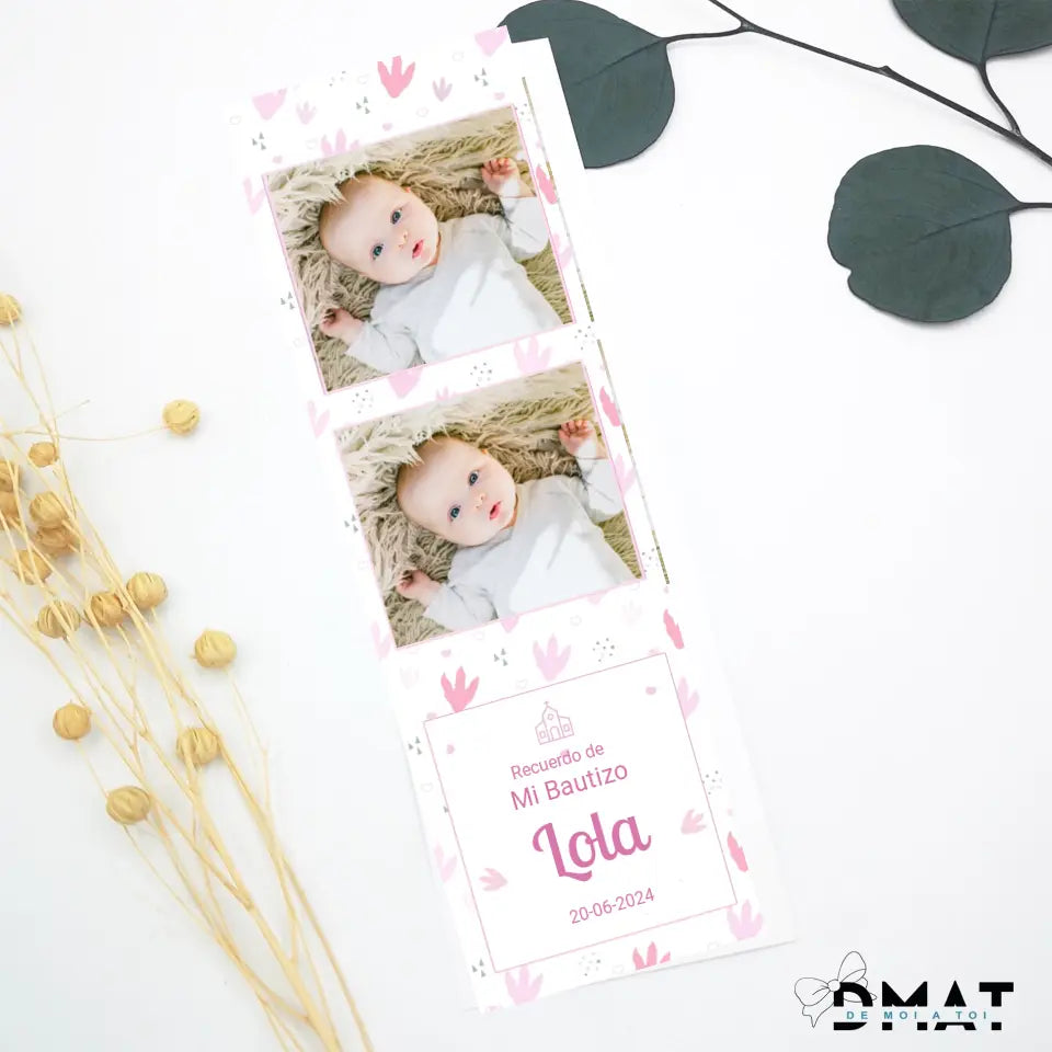 Recordatorio editable conline para bautizo personalizado con fotografía - de moi a toi