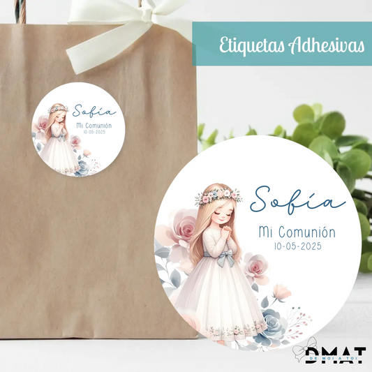 Tarjetas y etiquetas de regalo - blue flower (Pack 10 uds)