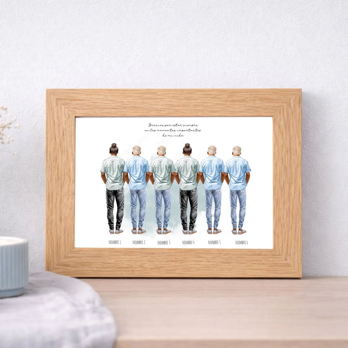 Lámina o cuadro personalizado grupo de amigos – Regalo con ilustración y nombre