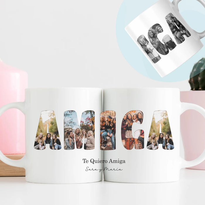 Taza personalizada con fotos y nombre – Regalo original para amigas