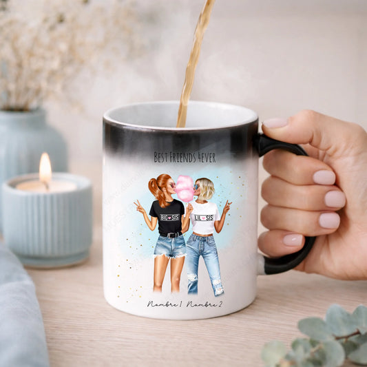 Taza mágica regalo original amigas con ilustración
