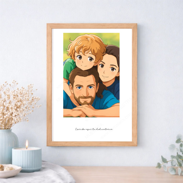 Cuadro o taza personalizada caricatura estilo anime desde foto – Ilustración premium