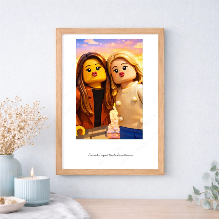 Cuadro o taza personalizada caricatura estilo mini figura desde foto – Ilustración personalizada