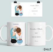 taza personalizada amigas pose corazón con dedicatoria