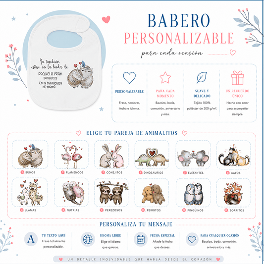 Babero Personalizado «Yo Estuve en...» | Boda, Bautizo y Comunión | Animalitos