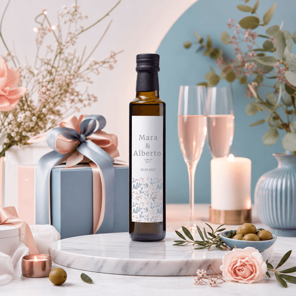 Botella de Aceite de Oliva Virgen Extra 250ml, detalle de boda, bautizo o comunión para invitados