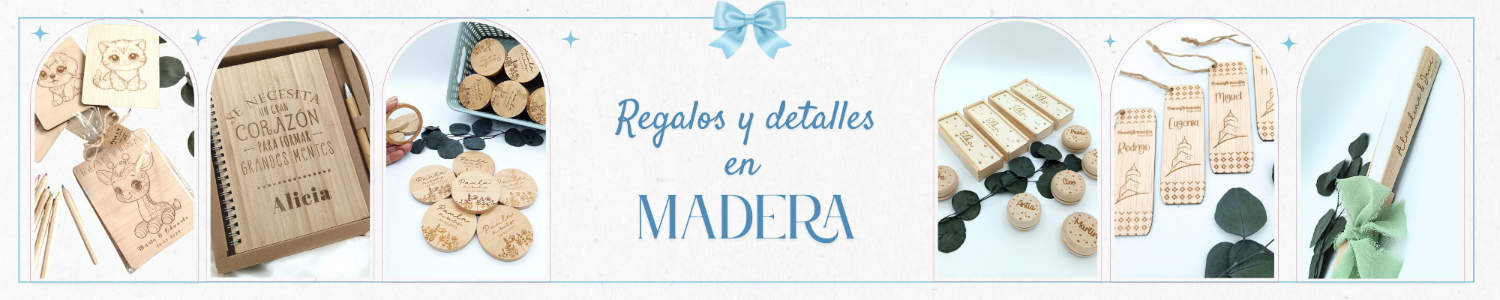 Detalles de madera personalizados para invitados de boda, bautizo y comunión - De moi à toi