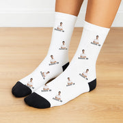 calcetines blancos con imagen y mensaje personalizado