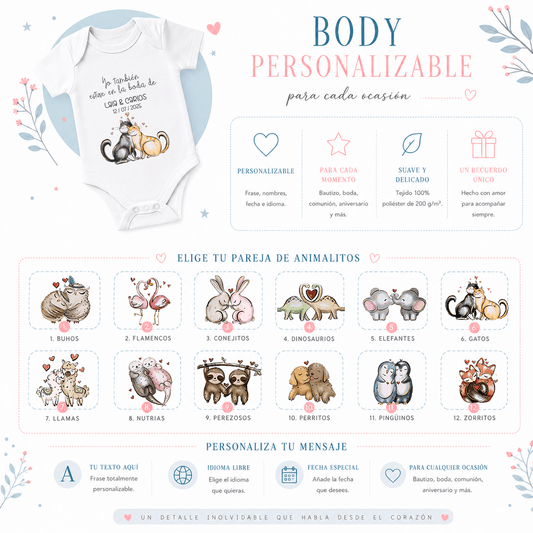 Body bebé personalizado boda bautizo comunión embarazada sublimación fabricado en España