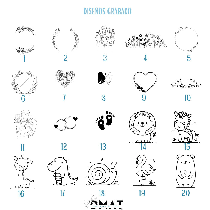 Diseños de grabado para regalos de invitados naturales - De moi a toi