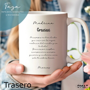 taza personalizada con dedicatoria e ilustración para madre e hijos editable online