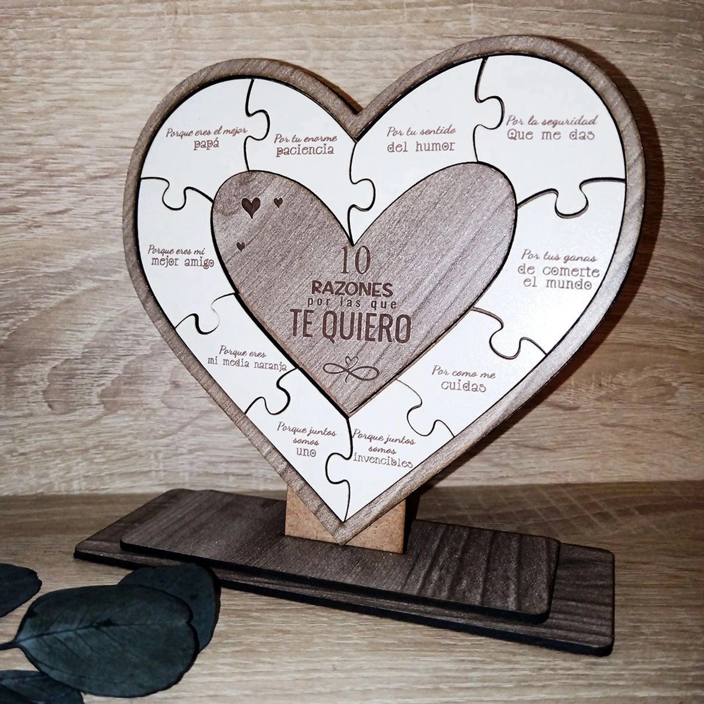 Corazón de madera Puzzle - 10 Razones por las que te quiero