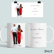 taza personalizada pareja elegante con ilustración premium