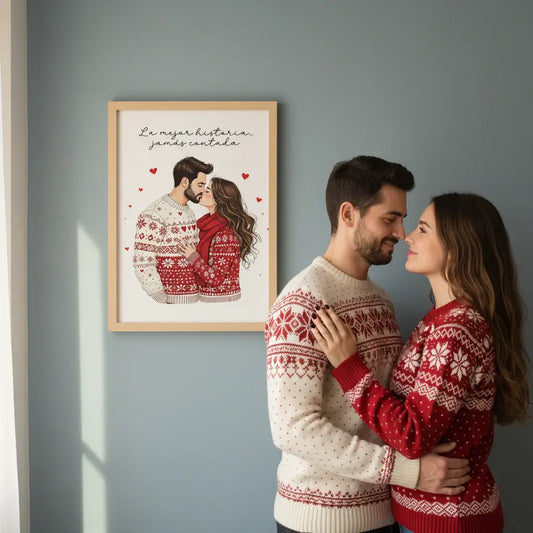 cuadro personalizado sin marco – pareja ilustrada