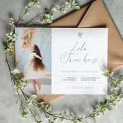 Invitación de comunión personalizada con foto - De moi a toi