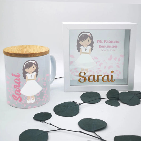 Regalo de comunión personalizado – Set de taza y hucha diseño Marinero