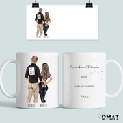 taza romántica personalizada con ilustración de pareja moderna
