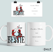 taza personalizada mejores amigas con ilustración y nombres