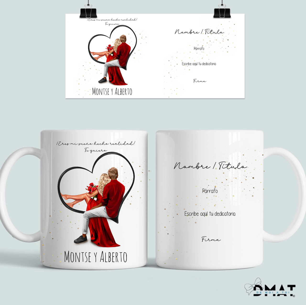 taza personalizada romántica de pareja con dedicatoria
