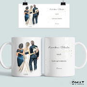 taza personalizada padres de la novia con dedicatoria e ilustración personalizada