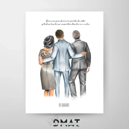 marco madera ilustración premium familiares y novios editor visual