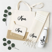 Regalo personalizado para mujer verano: totebag, pareo, neceser y botella