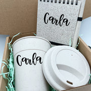 Set personalizado con vaso, libreta y bolígrafo eco en caja de regalo - DE MOI A TOI