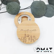 abridor de botellas con imán trasero grabado a láser para boda o comunión