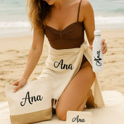 Set de playa personalizado con nombre para regalar a mujer en verano - De moi a toi