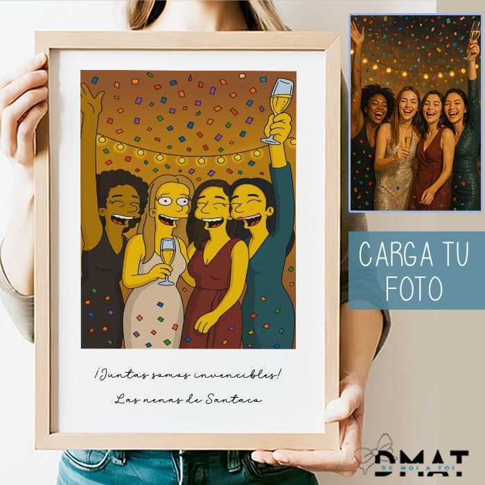 Set de regalos personalizados con ilustración tipo Simpsons para amigas