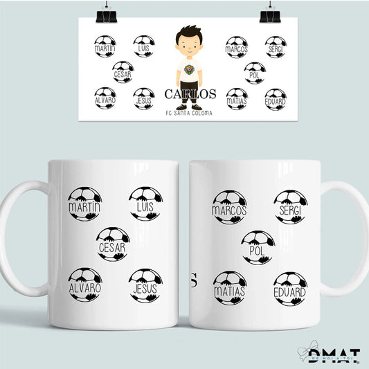 taza equipo de fútbol con nombres – regalo personalizado club
