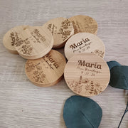 detalle de boda natural y sostenible grabado a láser