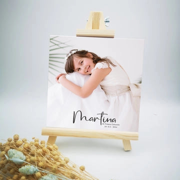 azulejo personalizado con nombre y foto – detalle de boda o comunión