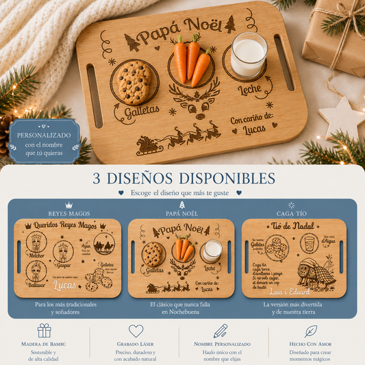 Bandeja navideña personalizada – Reyes Magos, Papa Noel o Caga Tió