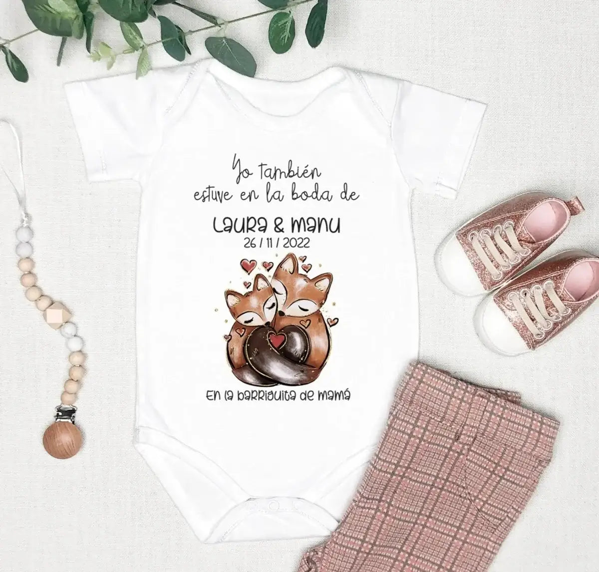 Body bebé boda personalizado con elefantitos tiernos