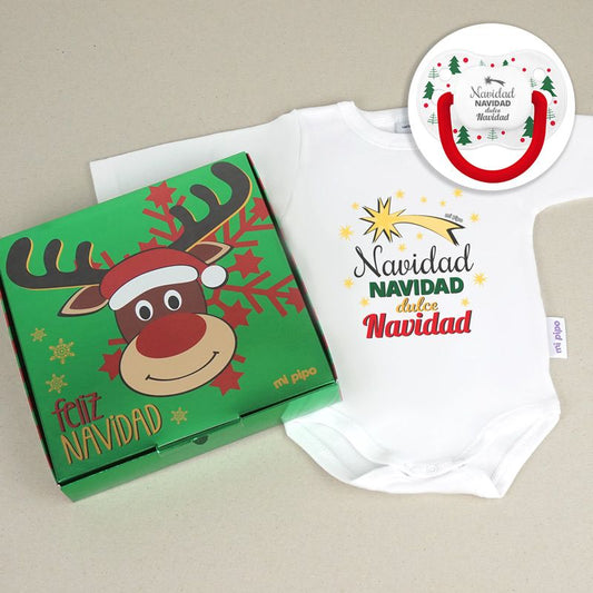 Set bebé “Navidad, Navidad dulce Navidad” – body y chupete