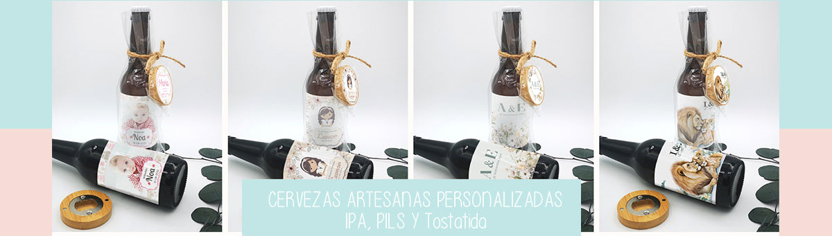 Cervezas personalizadas artesanas para invitados de boda, bautizo o comunión en De moi à toi