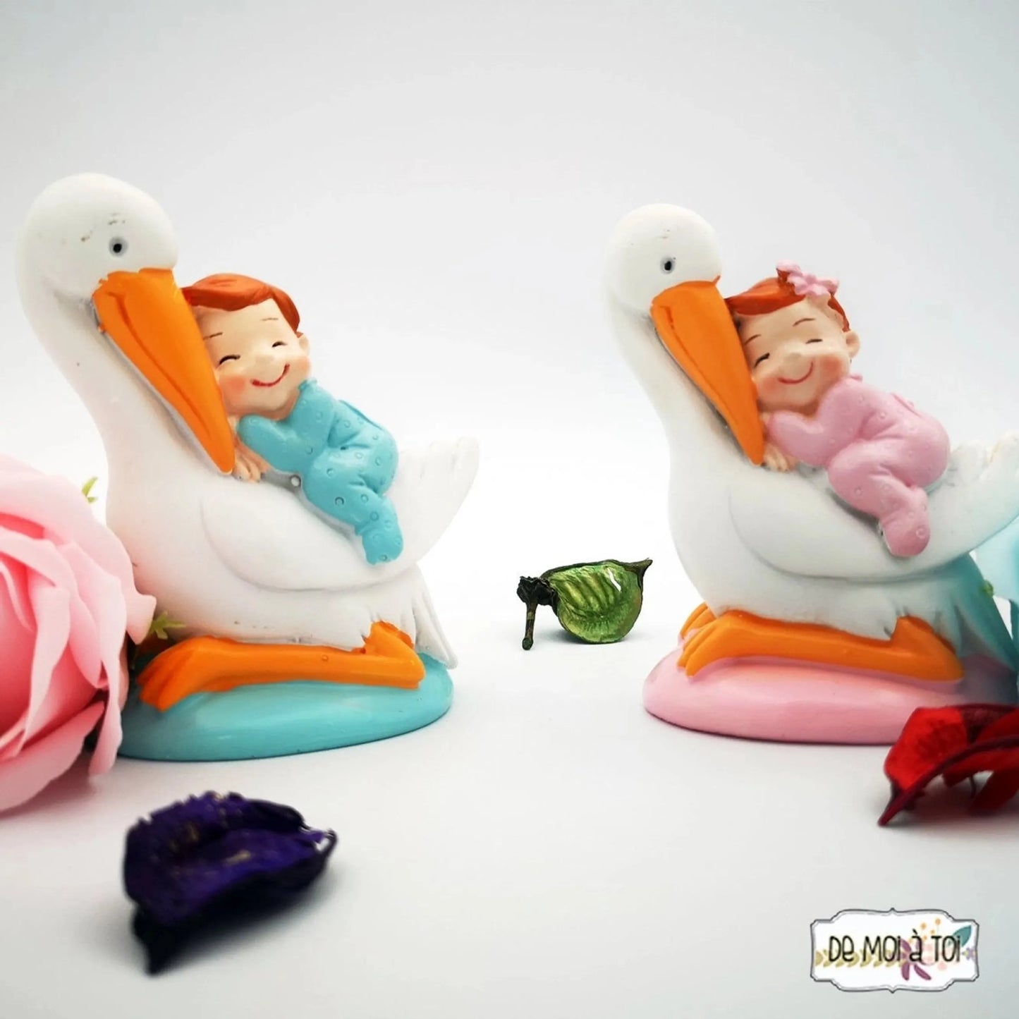 Cigüeña - Figura de bautizo - Regalo original personalizado - DE MOI À TOI