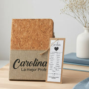 libreta personalizada con marcapáginas impreso y bolígrafo sostenible