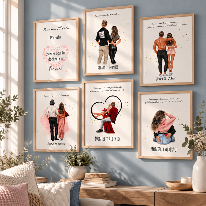 Lámina o cuadro personalizado con Ilustración de pareja | Regalo original enamorados